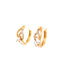 The Zirconia Stones Huggies Earrings in rose gold offer an exquisite design with hoop detailing and intricate leaf patterns, embellished with hypoallergenic zirconia stones. Each earring showcases marquise-cut elements for added elegance, all set elegantly against a white background.